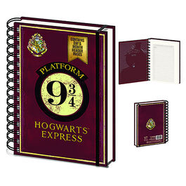 Cuaderno de espiral A5 Andn 9 3/4 y escudo Hogwarts 21 x 15 cm
