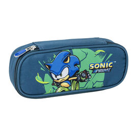 Estuche Portatodo Sonic Prime detalles verdes ovalado 22,5 cm