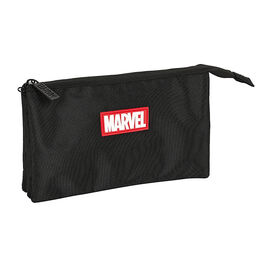 Estuche portatodo Logo Marvel Teen negra 3 compartimentos 22 cm